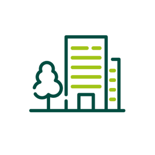 Icône représentant un immeuble avec un arbre